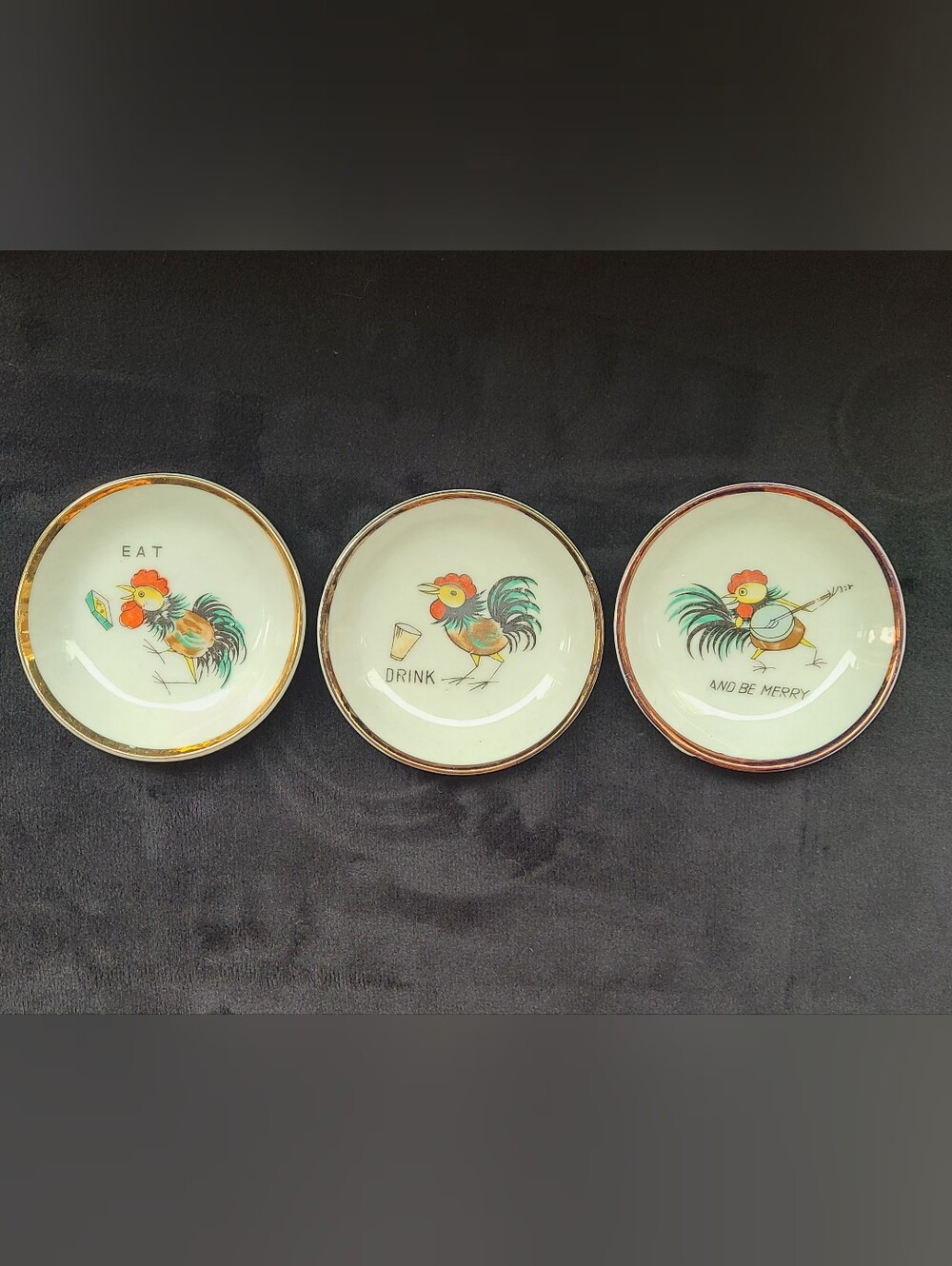 Vintage Butter Pat Set Eat Drink & Be Merry